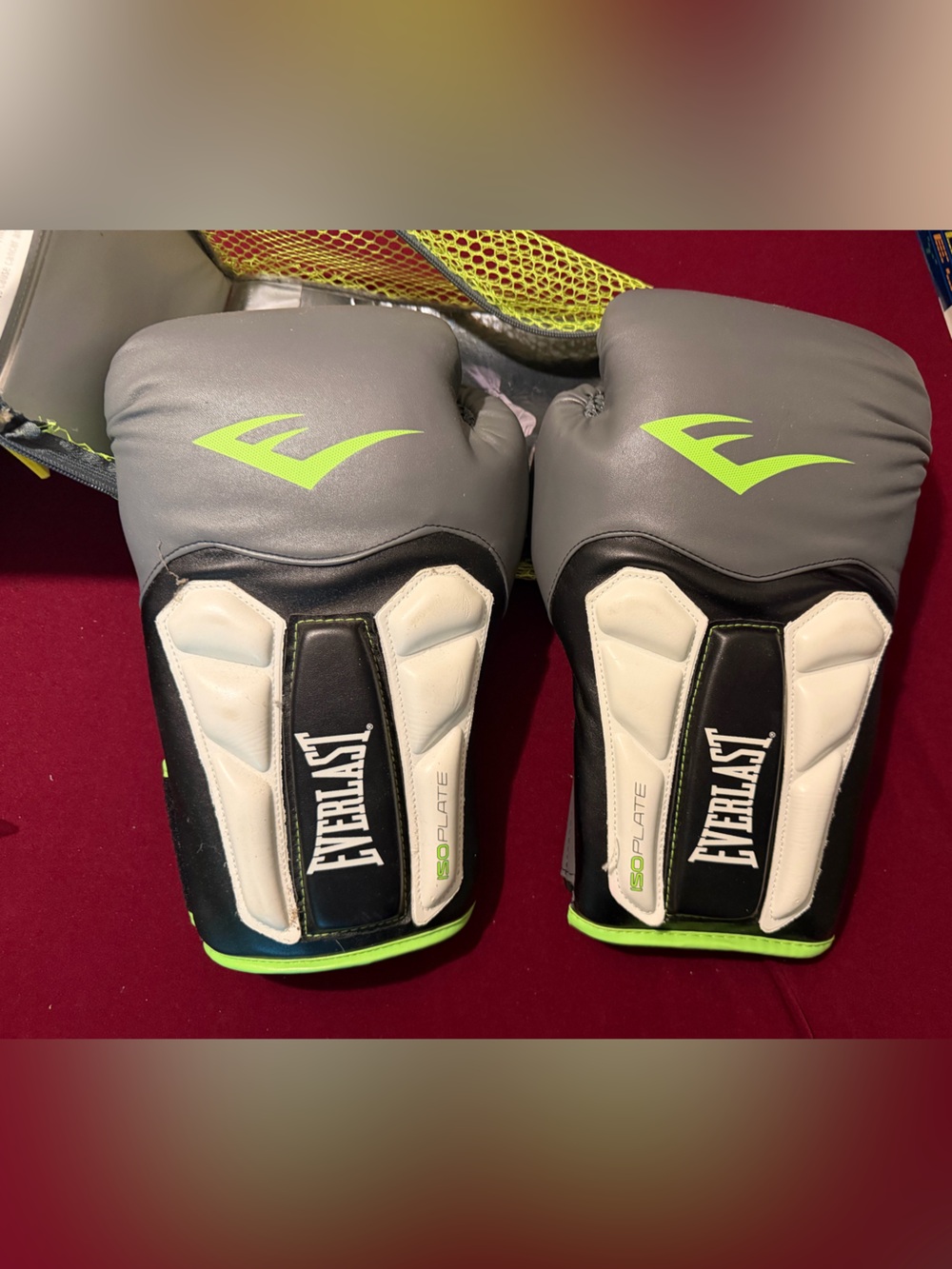 Everlast Gray with Neon Green Training Boxing Gloves